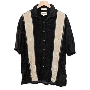 Vintage Campia Moda Shirt Mens XL Black Hawaiian Short Sleeve Button Down Casual